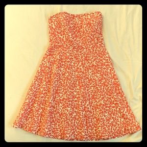 J.Crew Coral Floral Strapless Beach Dress, Size 6